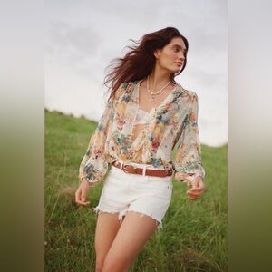 AGolde Parker Denim Fray Shorts Size 32 NWT